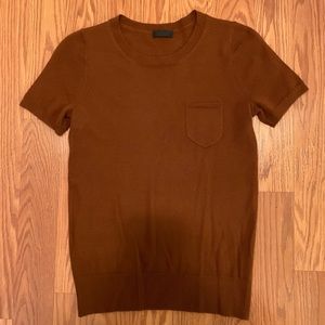 J. Crew Collection 100% Cashmere Chocolate Brown Short Sleeve XS